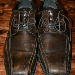 DOCKERS MENS TRENDY BROWN LEATHER LACE UP 10.5